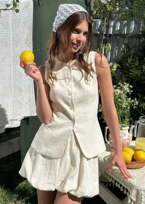 Bornladies Cotton Chic Casual Vest Mini Skirt Set Women's Fashion Commuter Sleeveless Tank Top Loose Shorts Suits Summer New