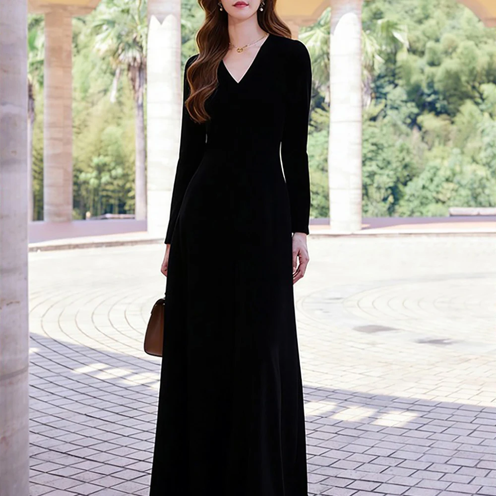 French Elegant High Waist Swing Long Dress Woman Luxury Evening Dresses Floor Length Suitable For Various Types Of Parties - Image 6
