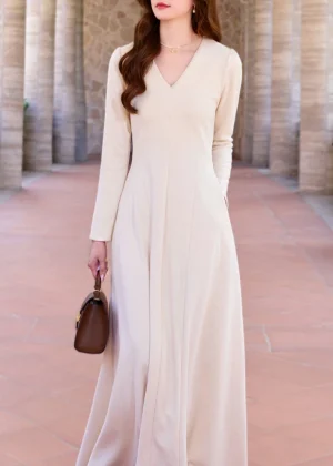 French Elegant High Waist Swing Long Dress Woman Luxury Evening Dresses Floor Length Suitable For Various Types Of Parties