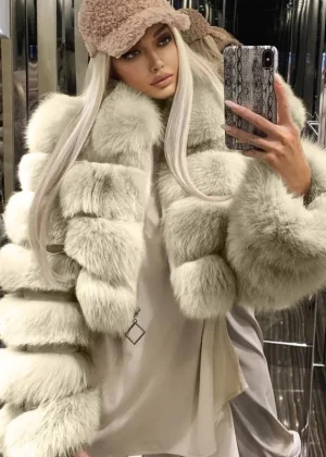 2025 New Women's Long sleeves Faux Fox Fur Coat Raccoon Fur Coat Winter for woman