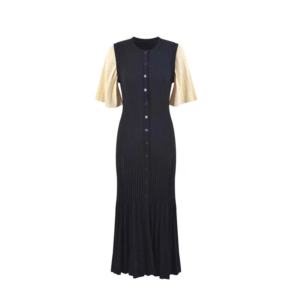 Summer Spring New French Elegant Fragrance High-end Slimming Knitted Mermaid Dress Hollow Slimming Fish Tail Knit Dress - Image 3