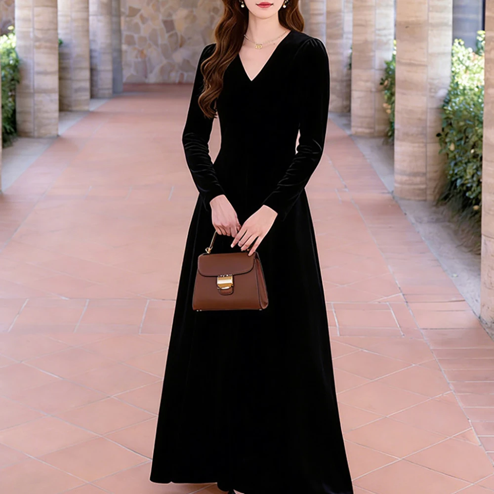 French Elegant High Waist Swing Long Dress Woman Luxury Evening Dresses Floor Length Suitable For Various Types Of Parties - Image 3